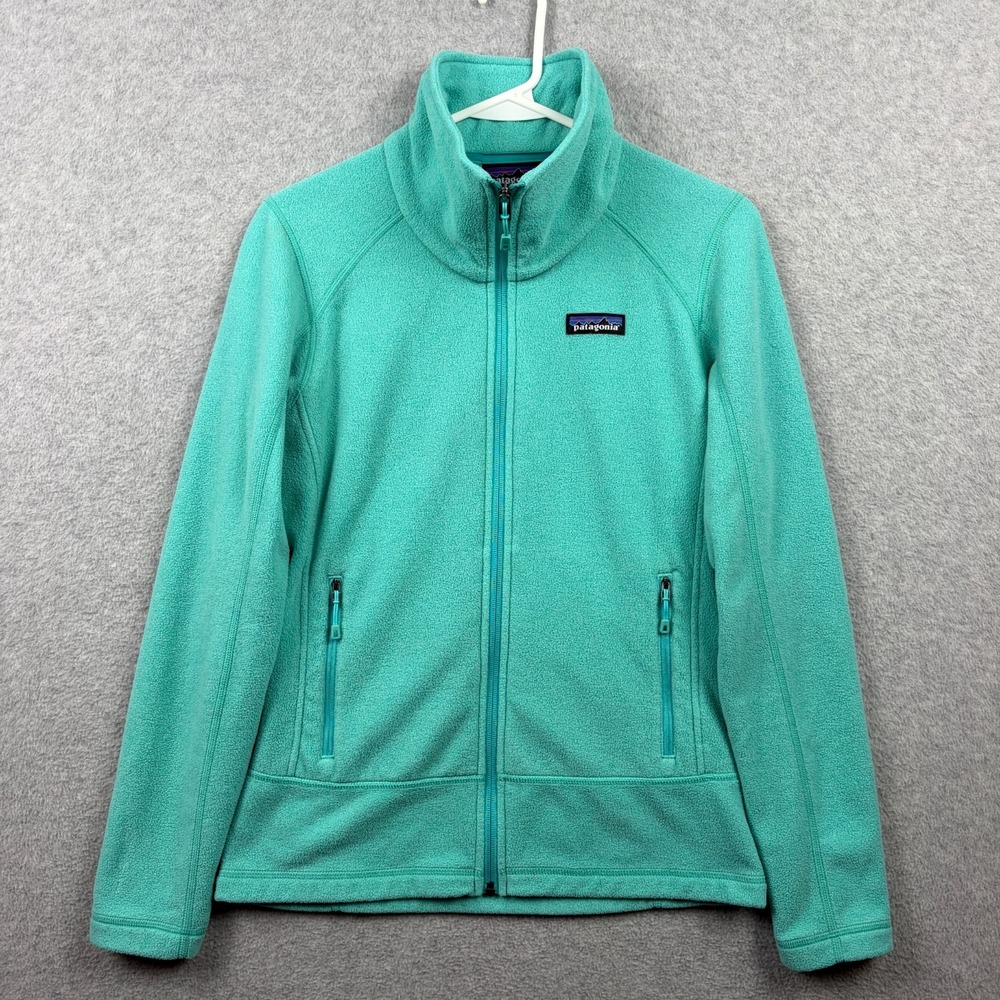 Patagonia Fleece Jacket Womens XS Turquoise Full Zip Pockets Hiking Outdoor